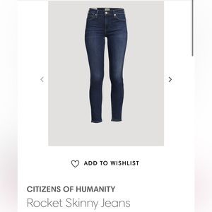 CITIZENS OF HUMANITY ROCKET SKINNY JEAN IN MORELLO - SIZE 27